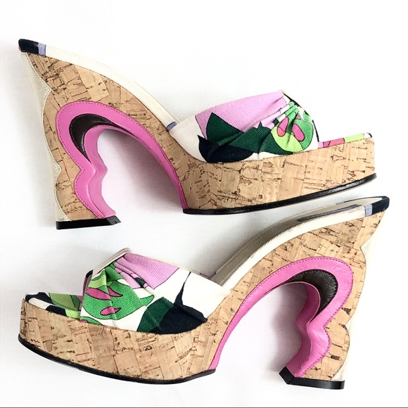 Emilio Pucci Shoes - Emilio Pucci cork heeled slides NWOT size 40